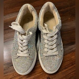 Betsey Johnson Sidny Lace-Up Rhinestone Platform Sneakers